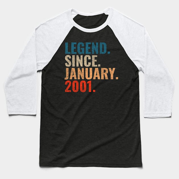 Legend since January 2001 Retro 2001 birthday shirt Baseball T-Shirt by TeeLogic